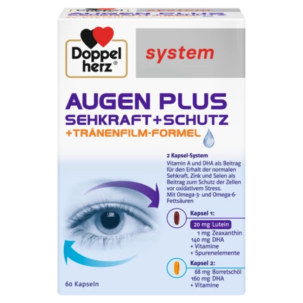 05517713_DHS_AUGEN_PLUS_SEHKRAFTSCHUTZ_Kap_60_fr_73213@1.5x.webp کپسول تقویت چشم و بینایی اوژن پلاس داپل هرز 60 عددی - تصویر 1