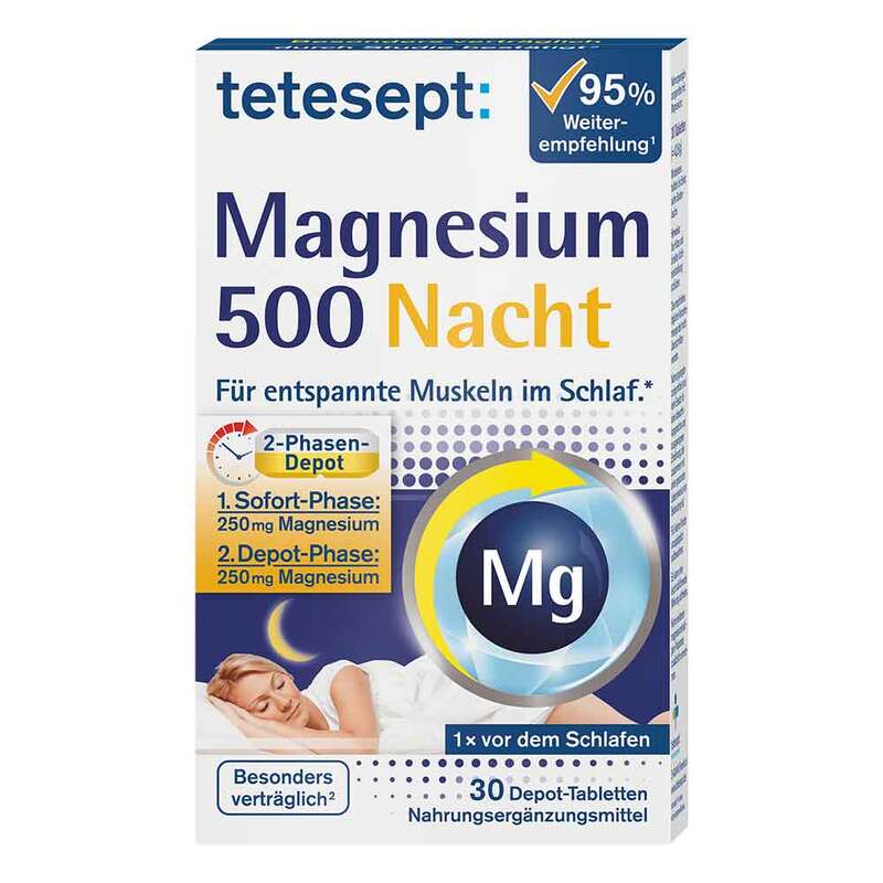 13166699-tetesept-magnesium-500-nacht-tabletten-1.jpg قرص منیزیم ۵۰۰ مخصوص شب تتسپت 30 عددی - تصویر 1