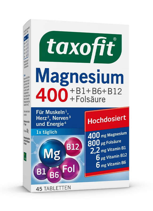 taxofit-m400fol.webp قرص منیزیم ۴۰۰ و ب کمپلکس تکسوفیت 45 عددی - تصویر 1